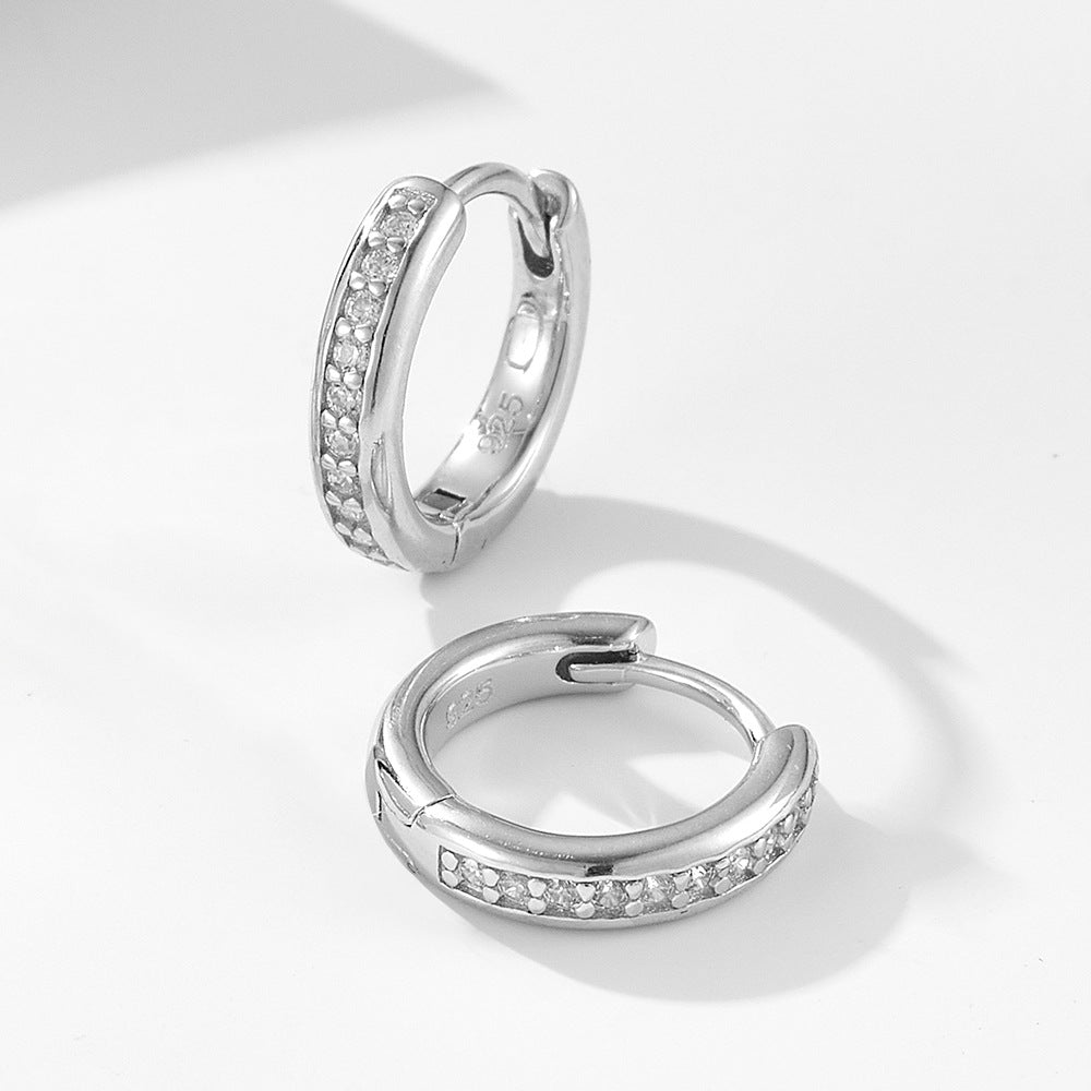 S925 Sterling Silver Classic Zircon Ear Buckle Earrings
