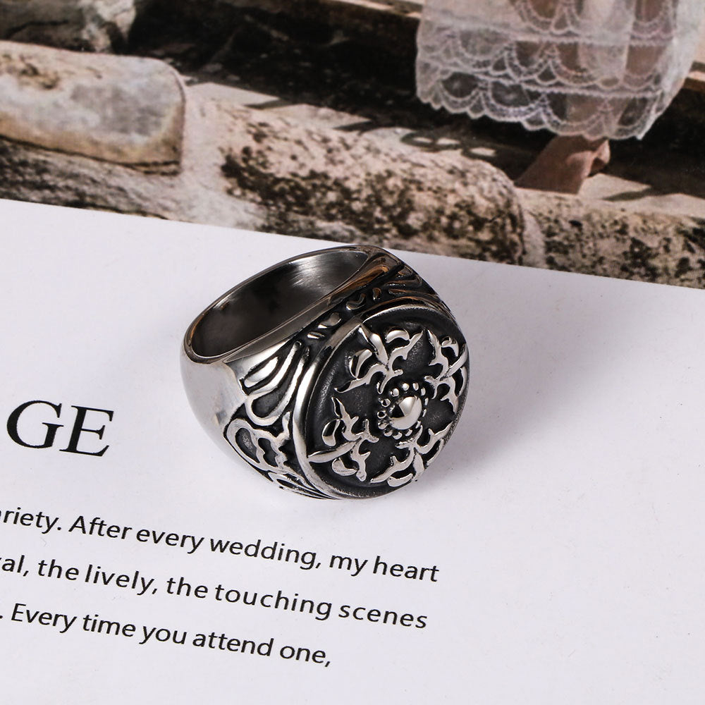 Retro European American Titanium Steel Hip Hop Ring For Men