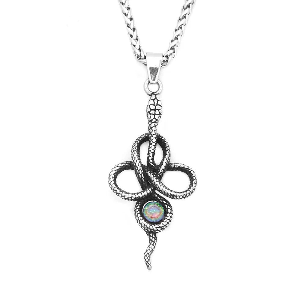 Gothic Viking Snake Stainless Steel Men's Pendant Necklace