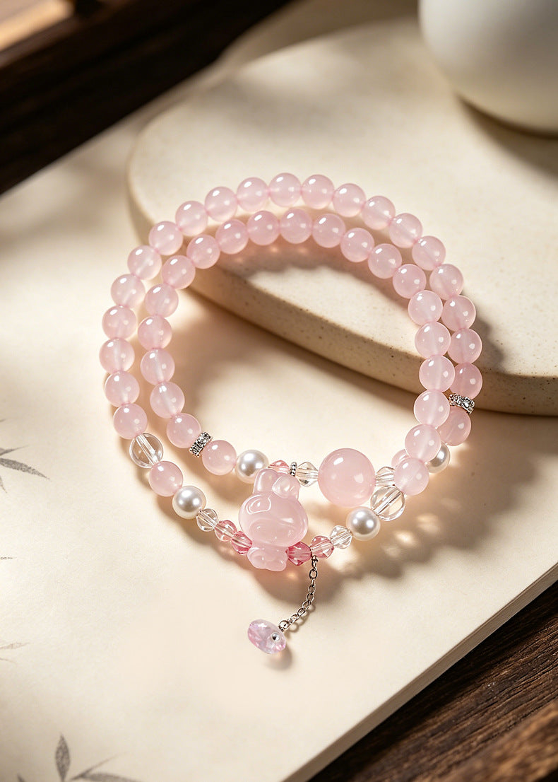 Rose Quartz Crystal Double-Wrap Bracelet