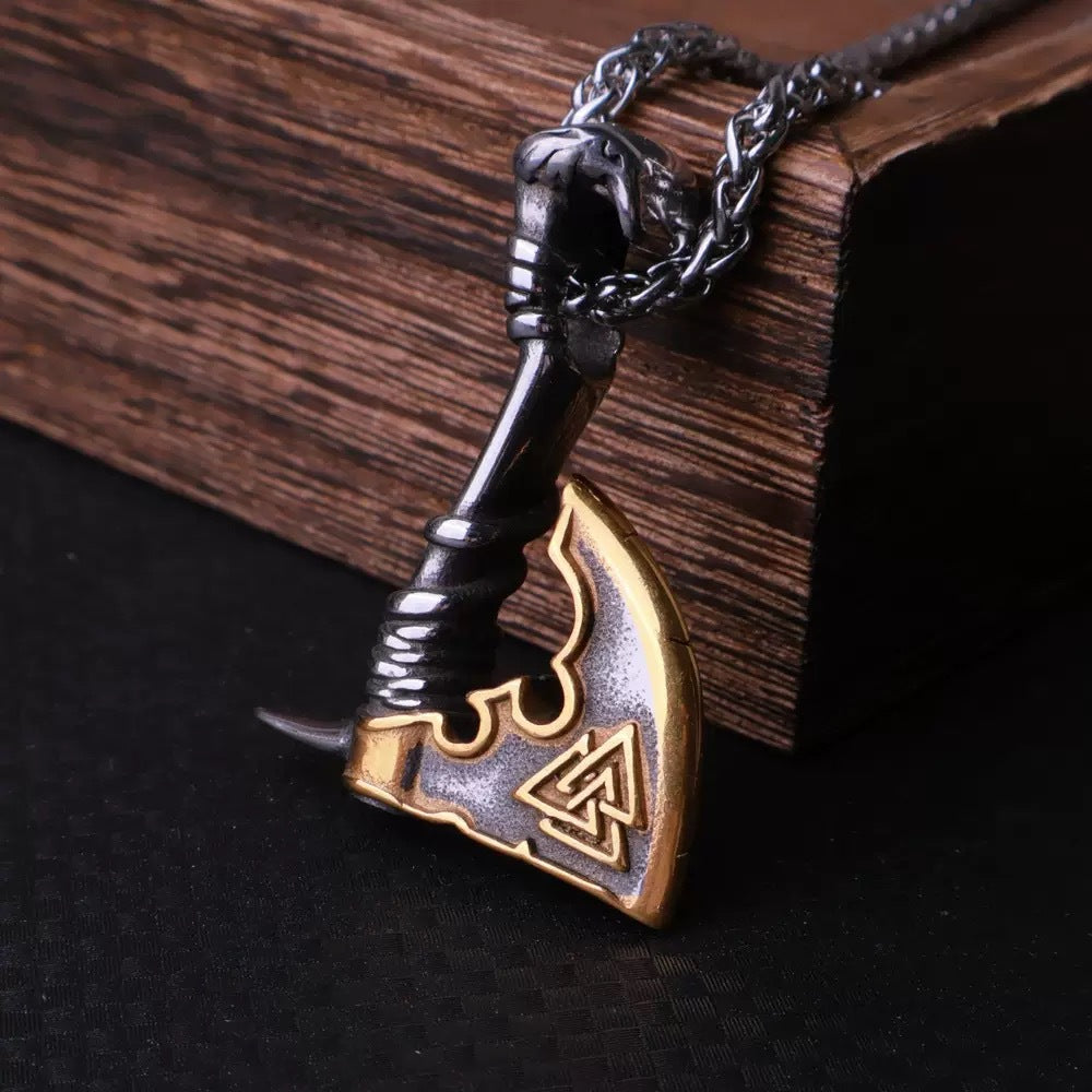 Viking Axe Necklace Stainless Steel By Planderful Collection For Men And Women Unisex Trendy Hip Hop Pendant