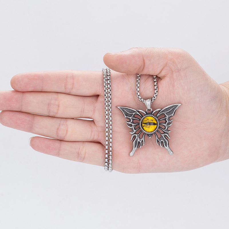 Steel Necklace – Statement Eye Pendant Unisex Fashion Jewelry For Nightlife Streetwear Hip Hop Style Planderful