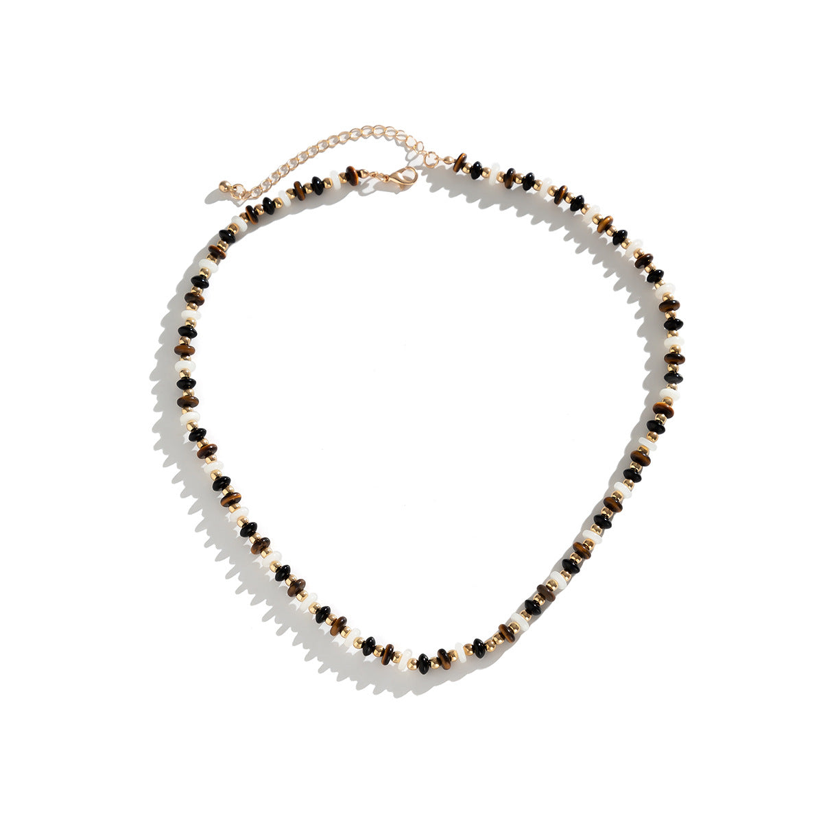Planderful Vienna Verve Beaded Tiger Stone Necklace For Women Geometric Glass Beads Retro Handmade Statement Jewelry