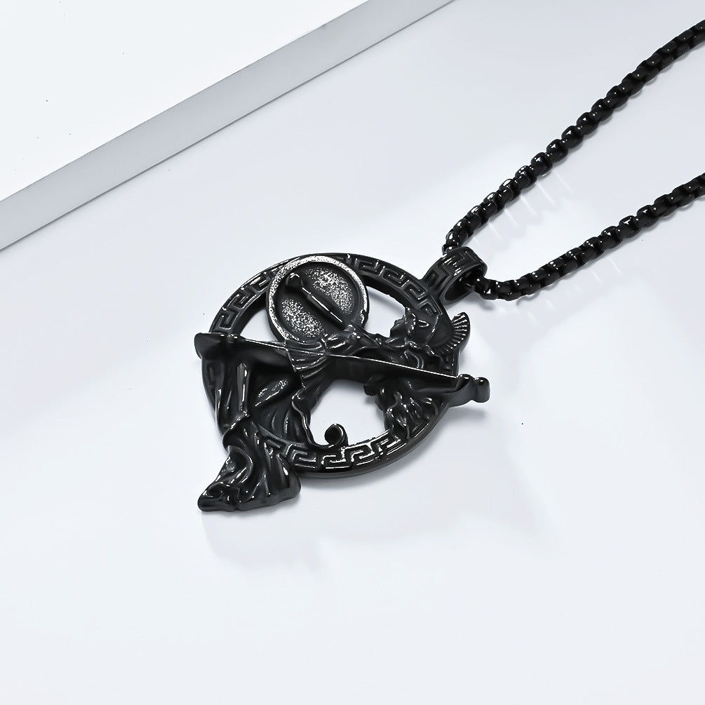 Amazon Hot Sale Vintage Greek Muse Titanium Steel Necklace