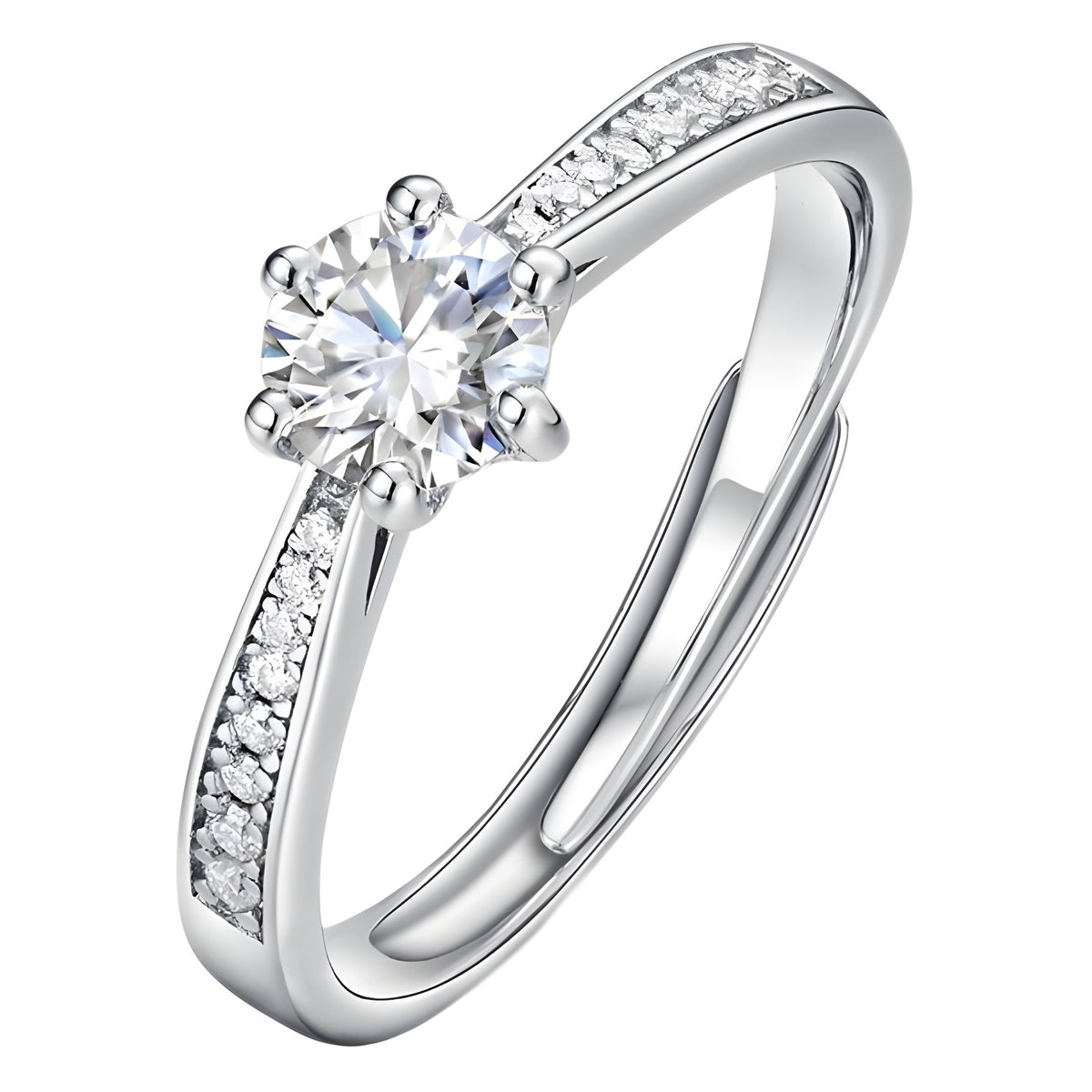 Planderful Classic Moissanite Sterling Silver Ring – 5 × 5 mm, 0.5 ct – Style 1