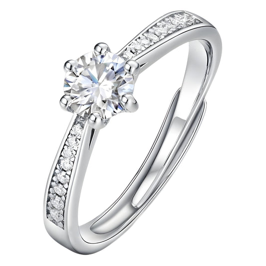 Planderful Classic Moissanite Sterling Silver Ring – 5 × 5 mm, 0.5 ct – Style 1