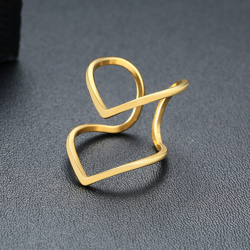 Hourglass Shape Ins Wind Girl Irregular Gold Index Finger Ring