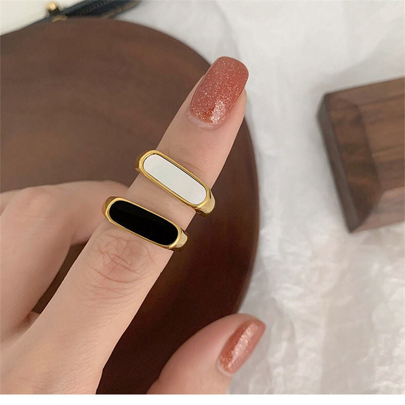 Geometric Shell Ring Titanium Steel Durable For Women Unisex Trend Planderful Everyday Genie Jewelry