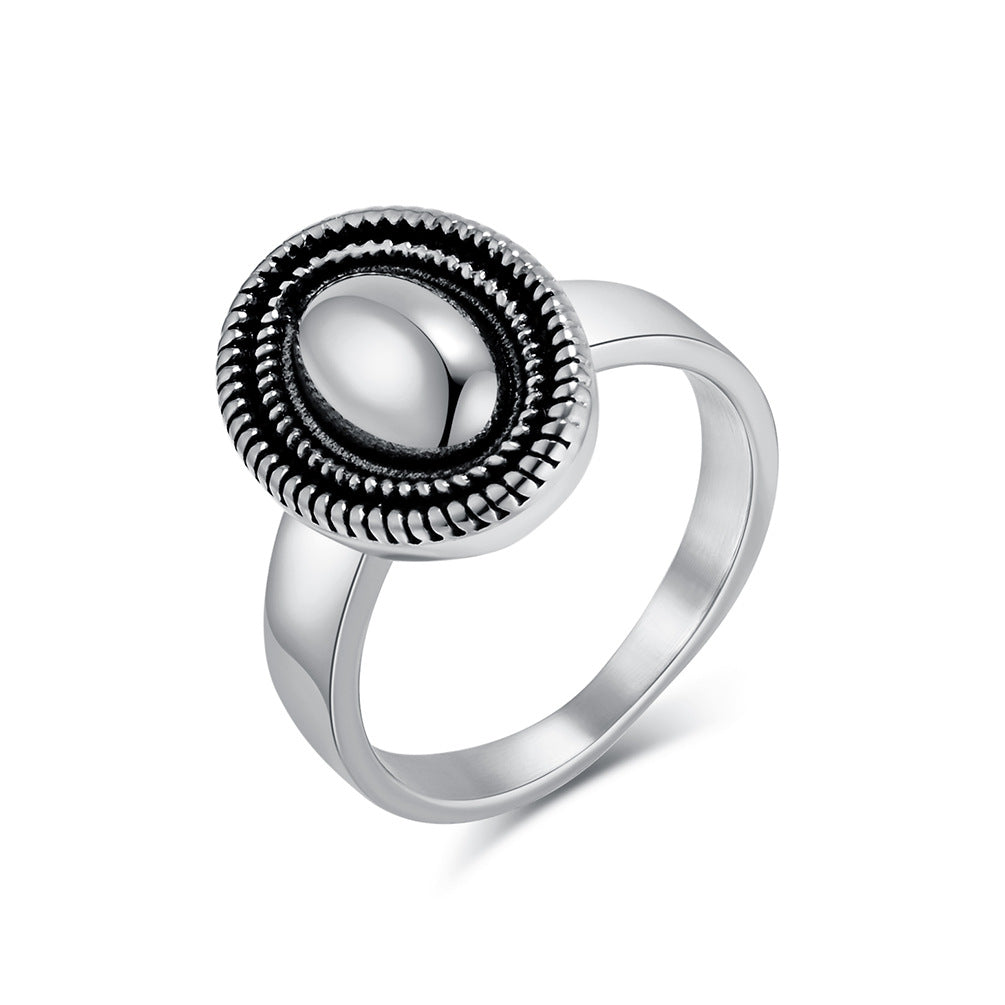 Planderful Titanium Ring For Women Twist Edge Mirror Oval Personalized Jewelry High Fashion