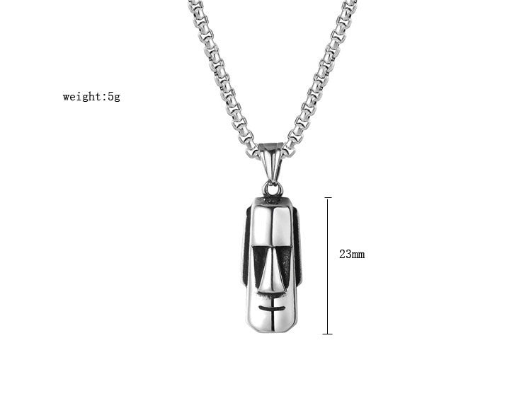 Moai Pendant Titanium Steel Necklace Personalized Unisex Jewelry For Him And Her Premium Planderful Everyday Genie