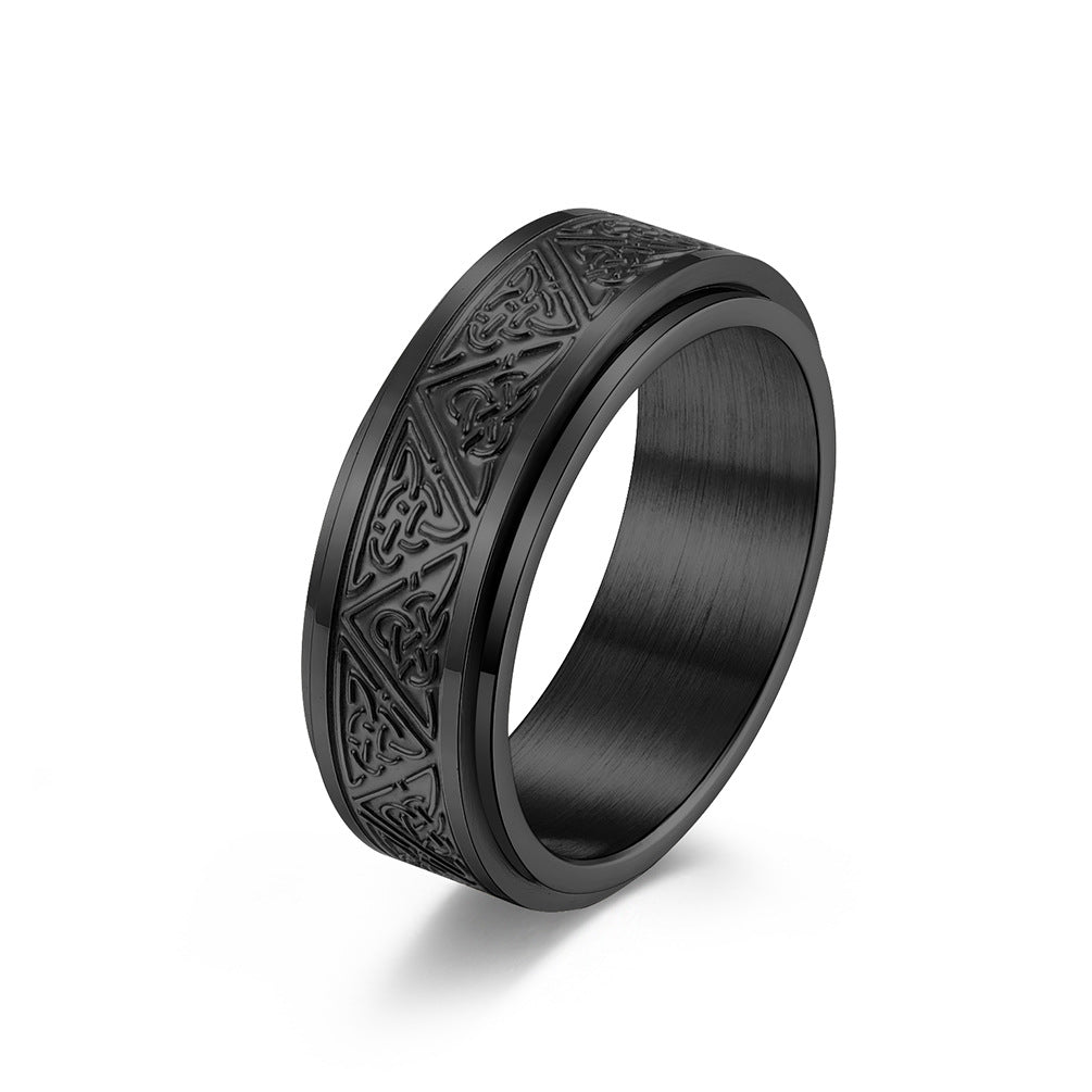 Nordic Celtic Triangle Stainless Steel Rotatable Ring for Men