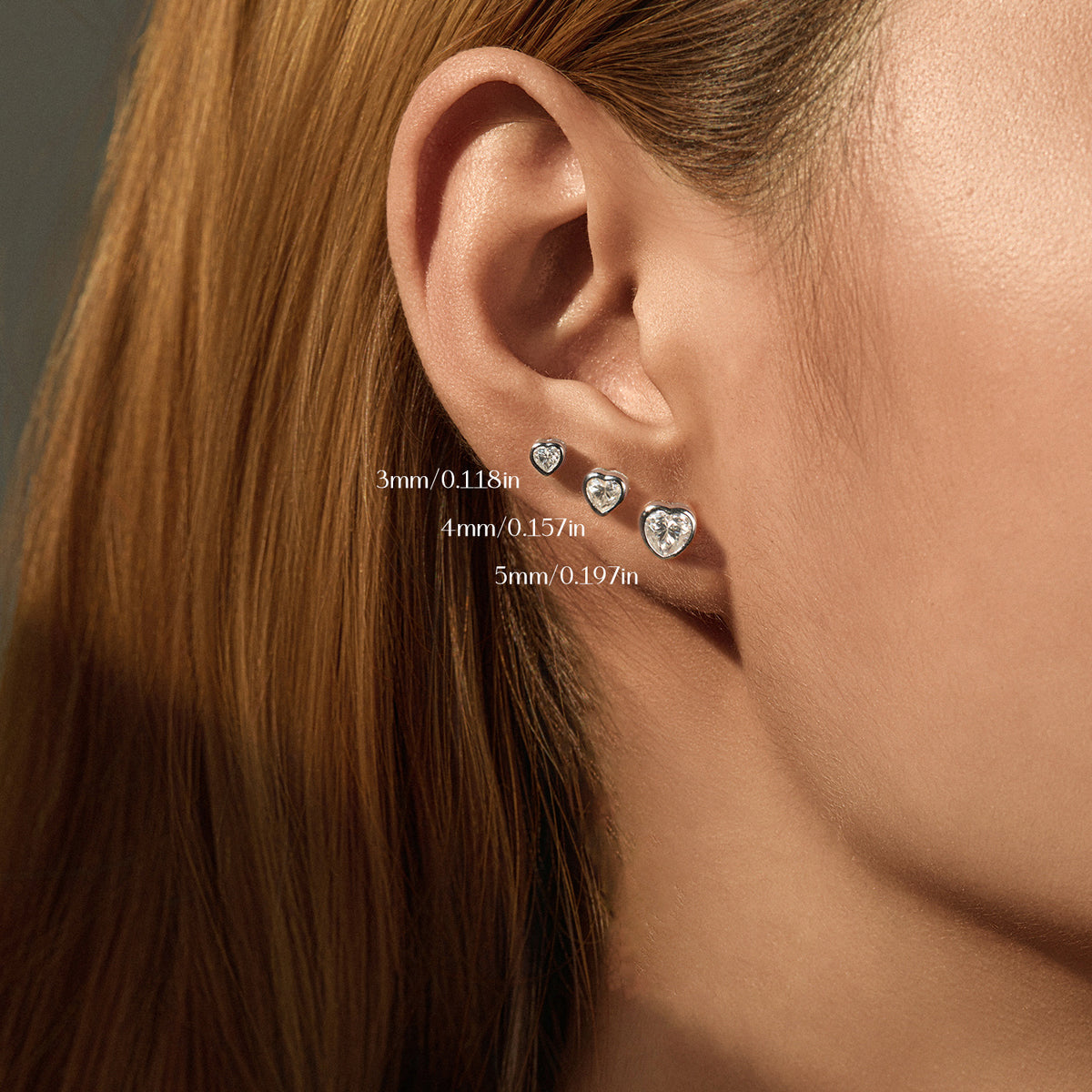 925 Sterling Silver Petite Heart Moissanite Earrings