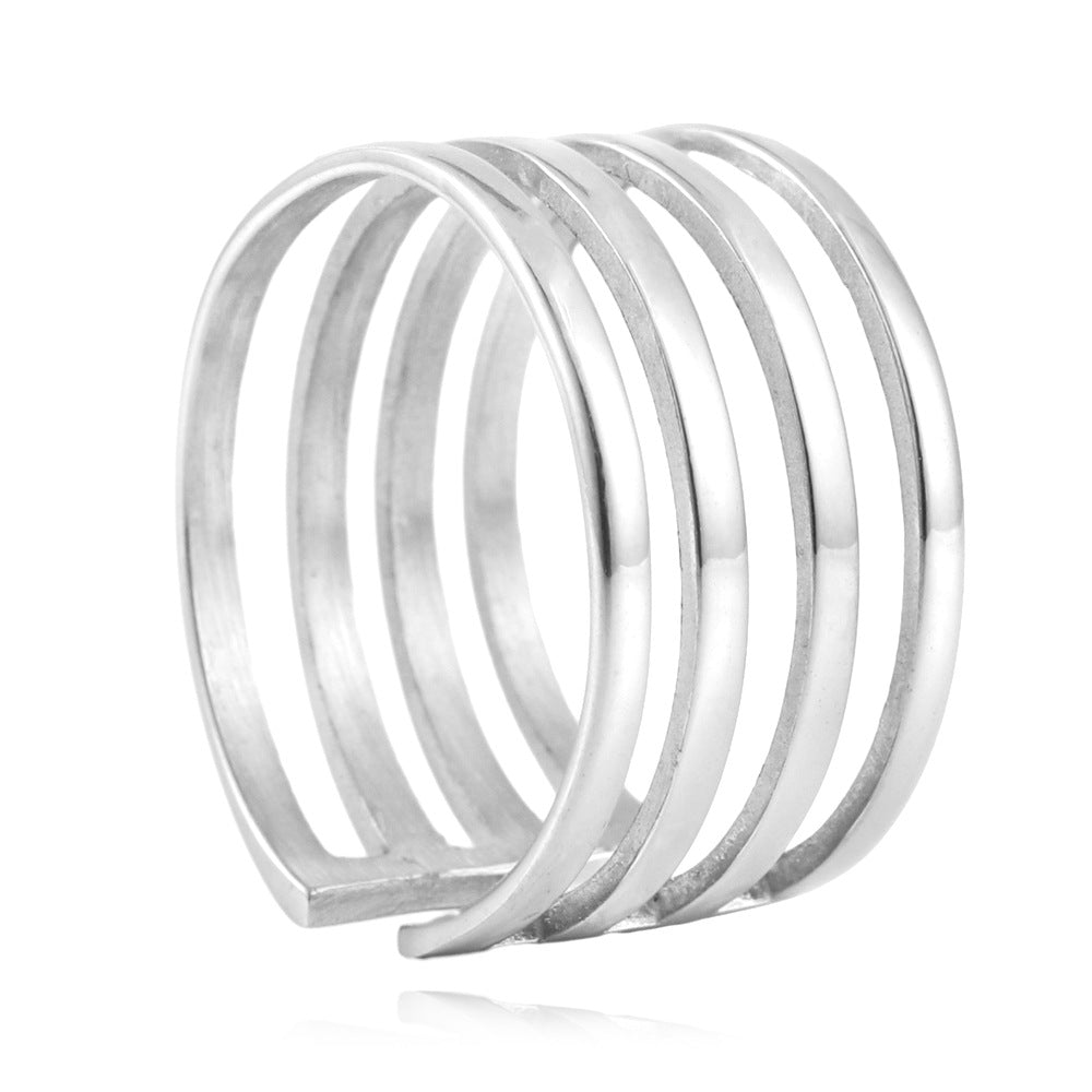 Titanium Steel Hollow Multi-Layer Fashion Ring for Women and Men - Versatile Trendy Accessory
