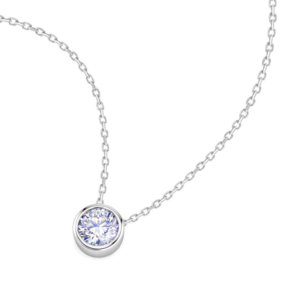 S925 Sterling Silver Moissanite Round Pendant Necklace
