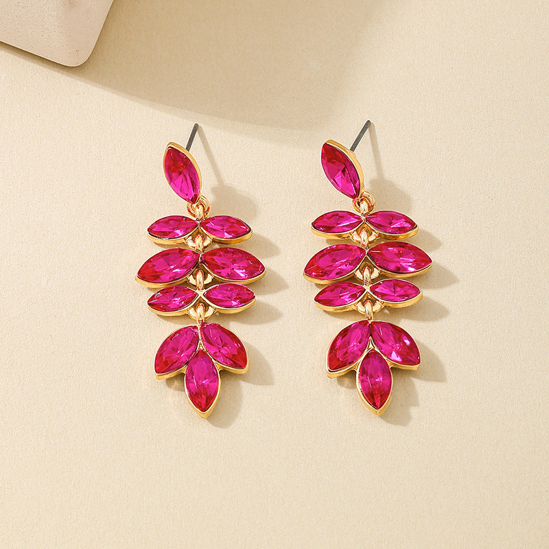 Planderful Vienna Verve Earrings – Stylish Metal Color Rose Red Leaf Design