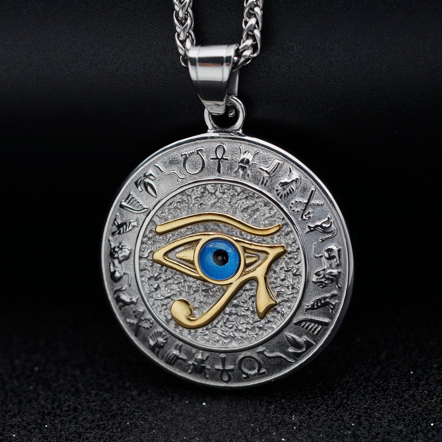 Steel Necklace – Statement Eye Of Horus Pendant In Egyptian Inspired Design By Planderful