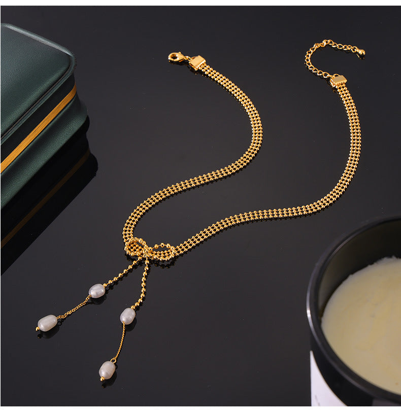 Elegant Multi-Layer Freshwater Pearl and Copper Jewelry Set