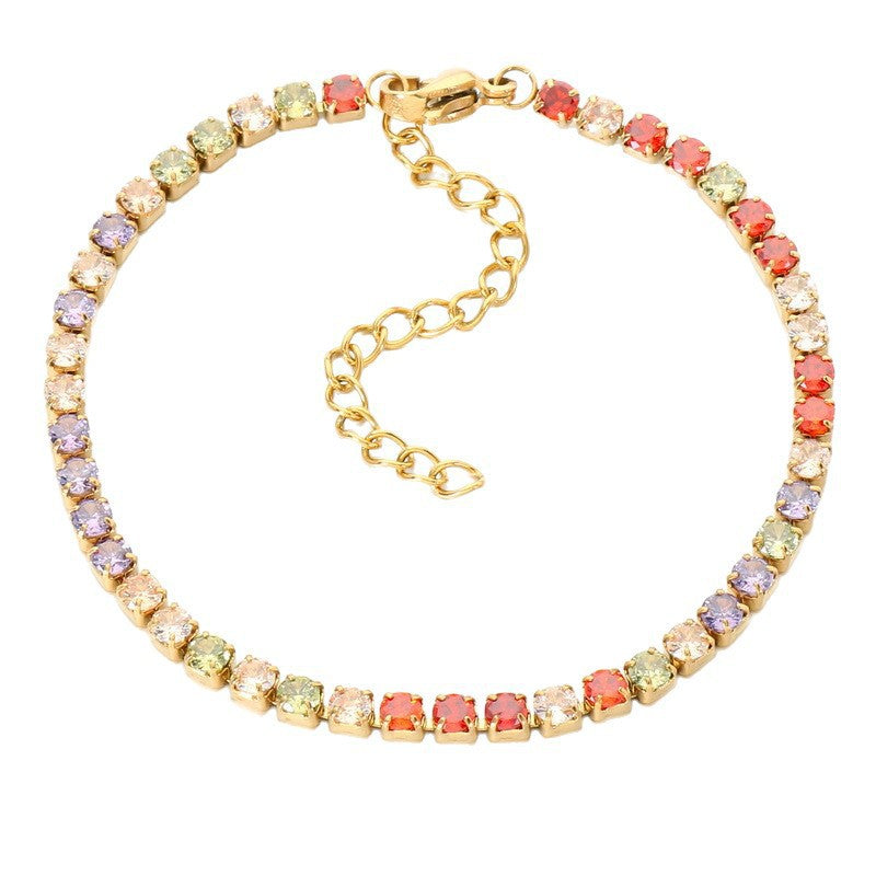 Style Color Square Zircon Stainless Steel Bracelet Exquisite Zircon Commuting Women's