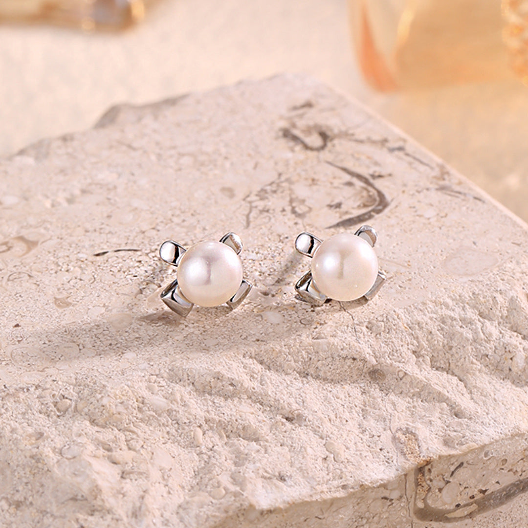 Minimalist Pearl 925 Sterling Silver Women's Earrings
