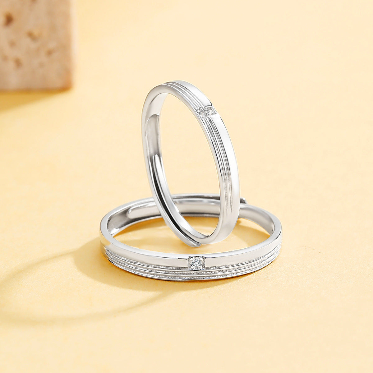 Planderful Jewelry Sterling Silver Couple Ring For Him And Her Light Luxury Unisex Design