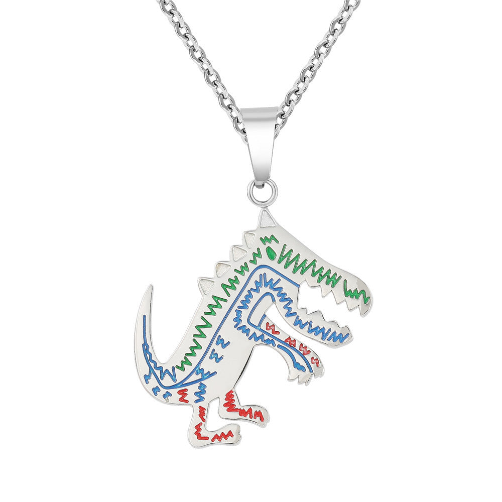 Dinosaur Titanium Steel Pendant For Unisex Wear By Planderful Everyday Genie Protection Statement Minimalist Korean Style