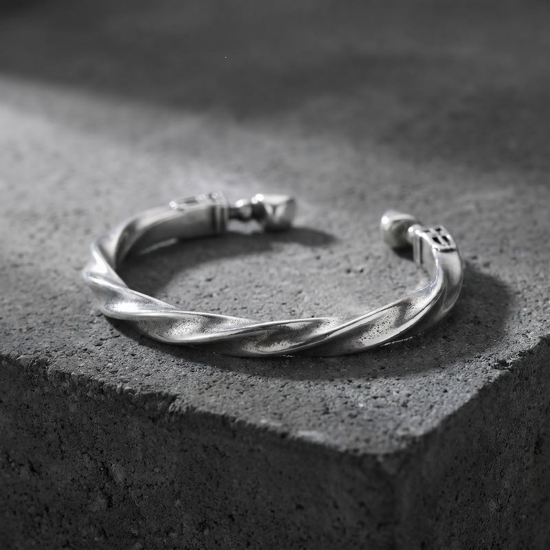 Mobius Twist Open Stainless Steel Bracelet Water Drop Double Head Stainless Steel Unisex
