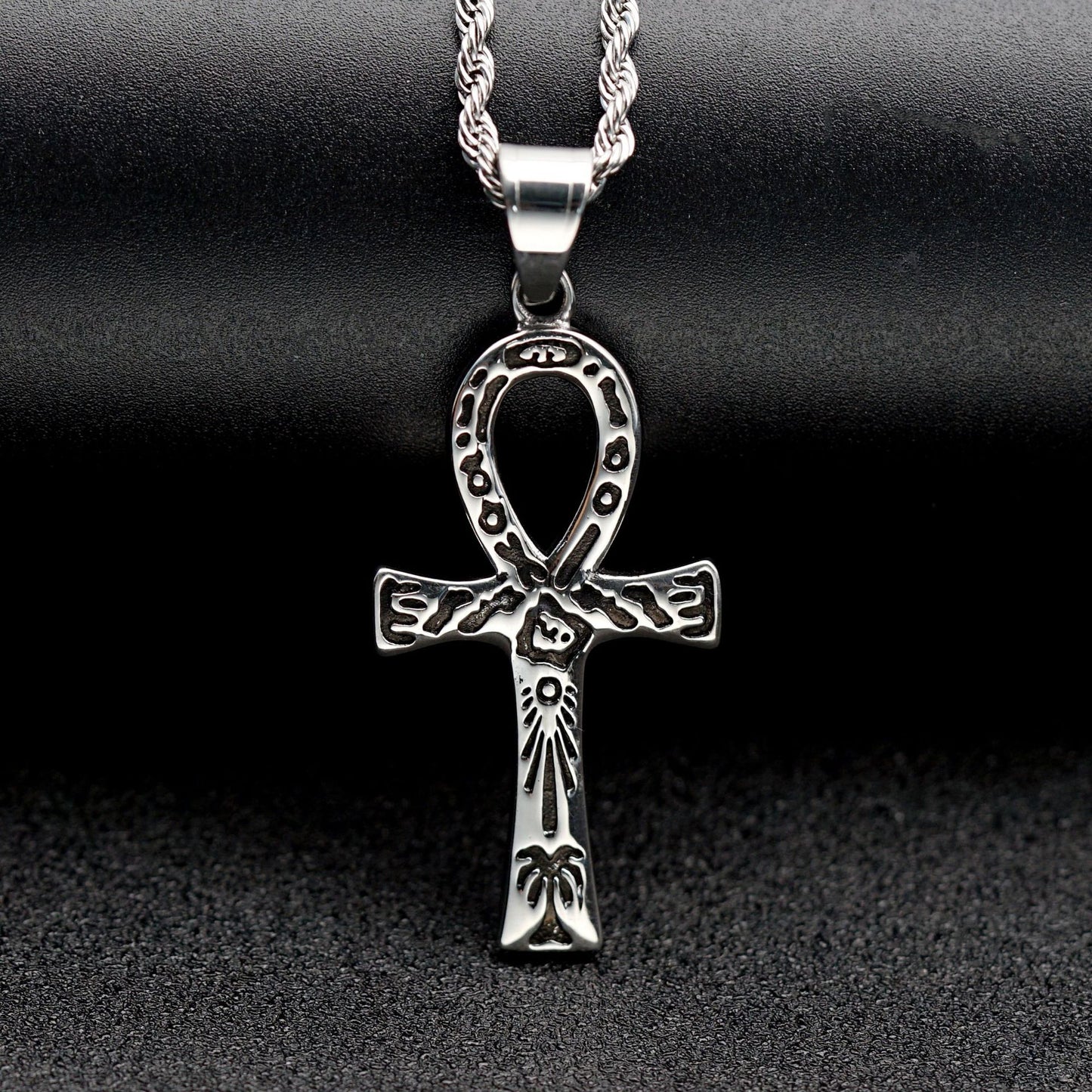 Stainless Steel Necklace – Vintage Egyptian Cross Pendant