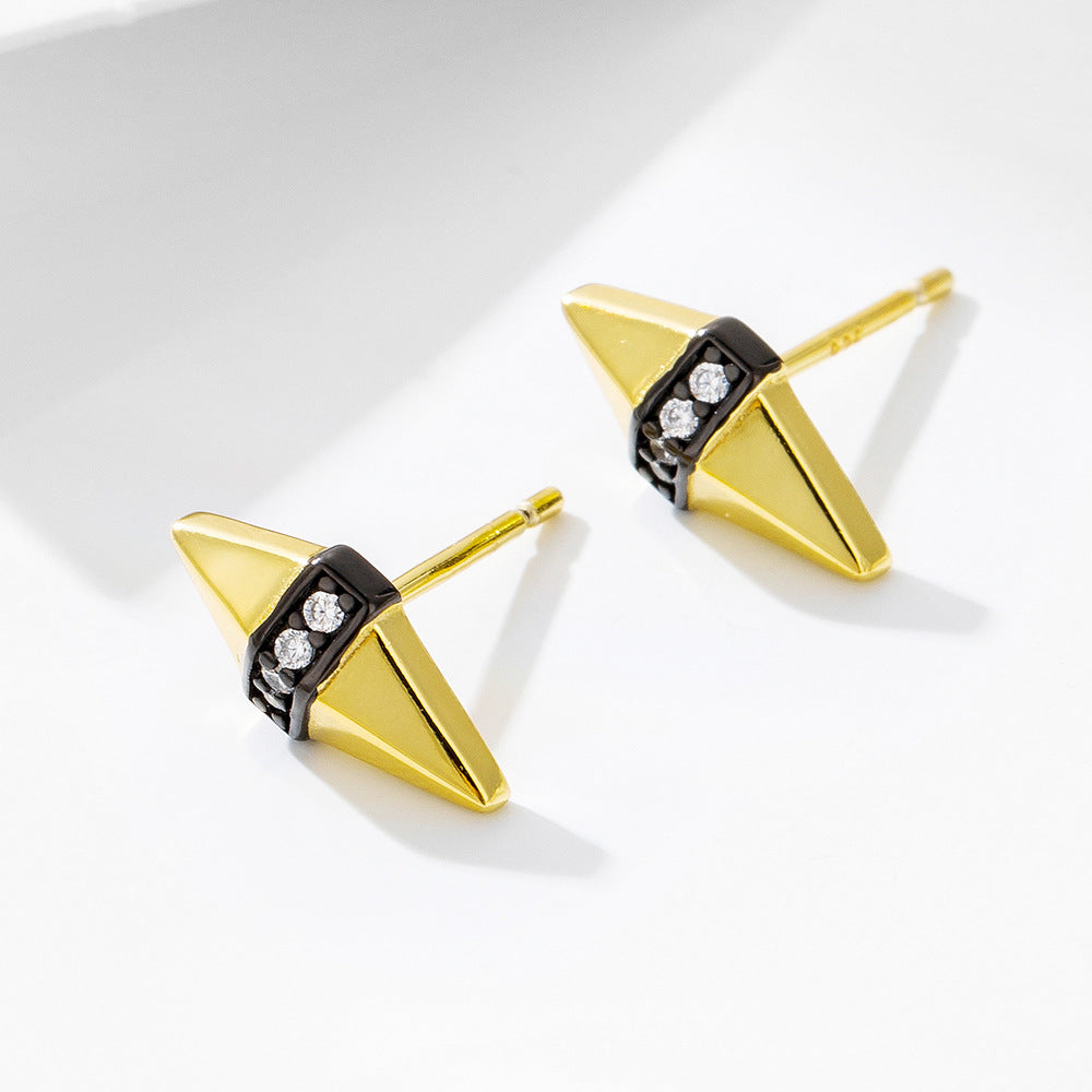 And Geometric Diamond Stud Earrings S925 Sterling Silver Punk Earrings
