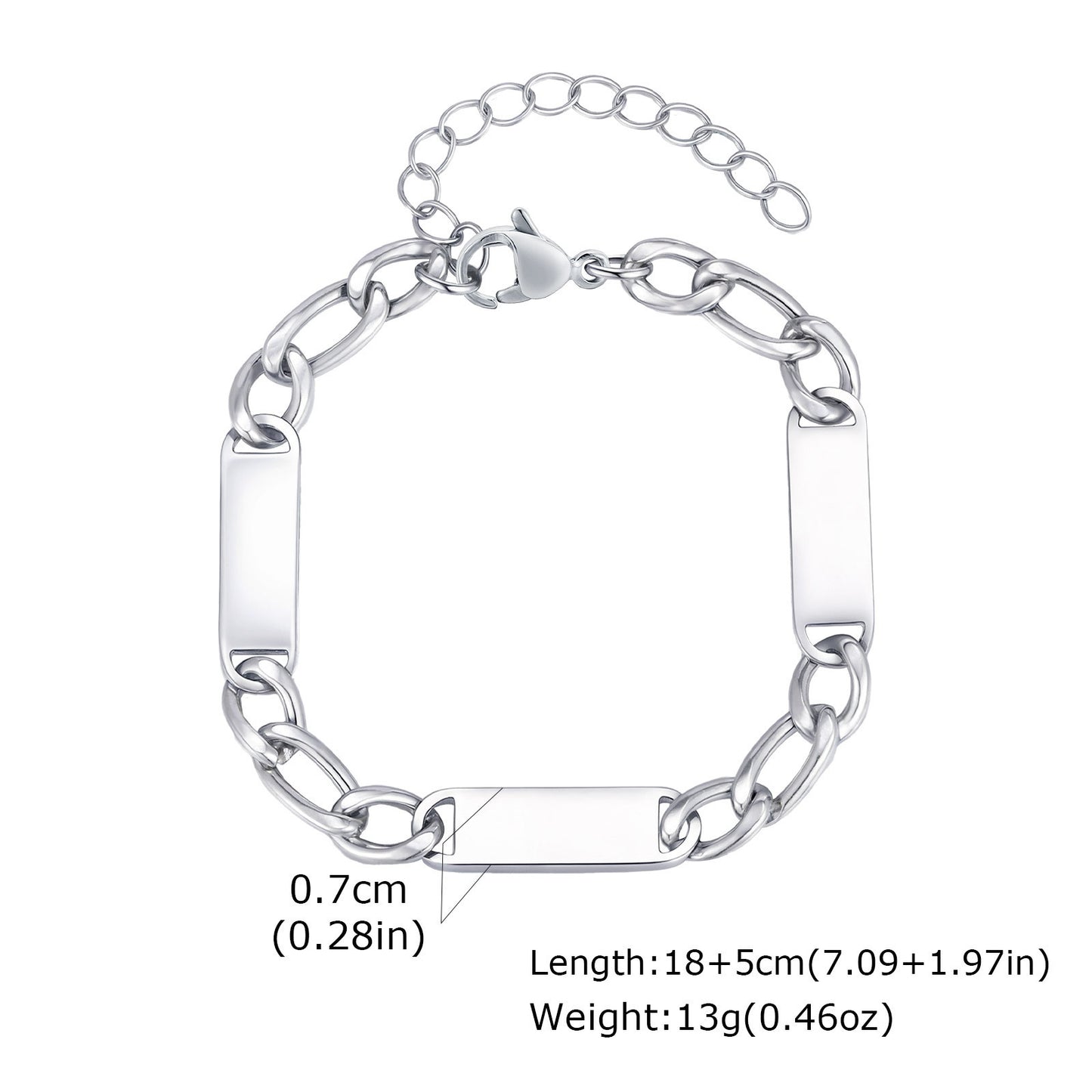 Planderful Mens Stainless Steel Personalized Bracelet