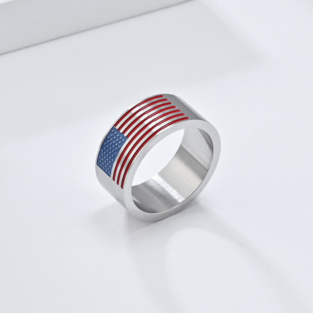 Cross-Border Hot-Selling National Flag Titanium Steel Ring