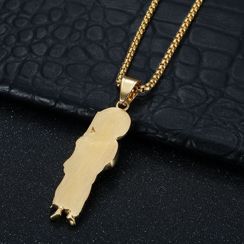 Planderful St Jude Pendant Necklace Gold Plated Stainless Steel Urban Hip Hop Style Jewelry