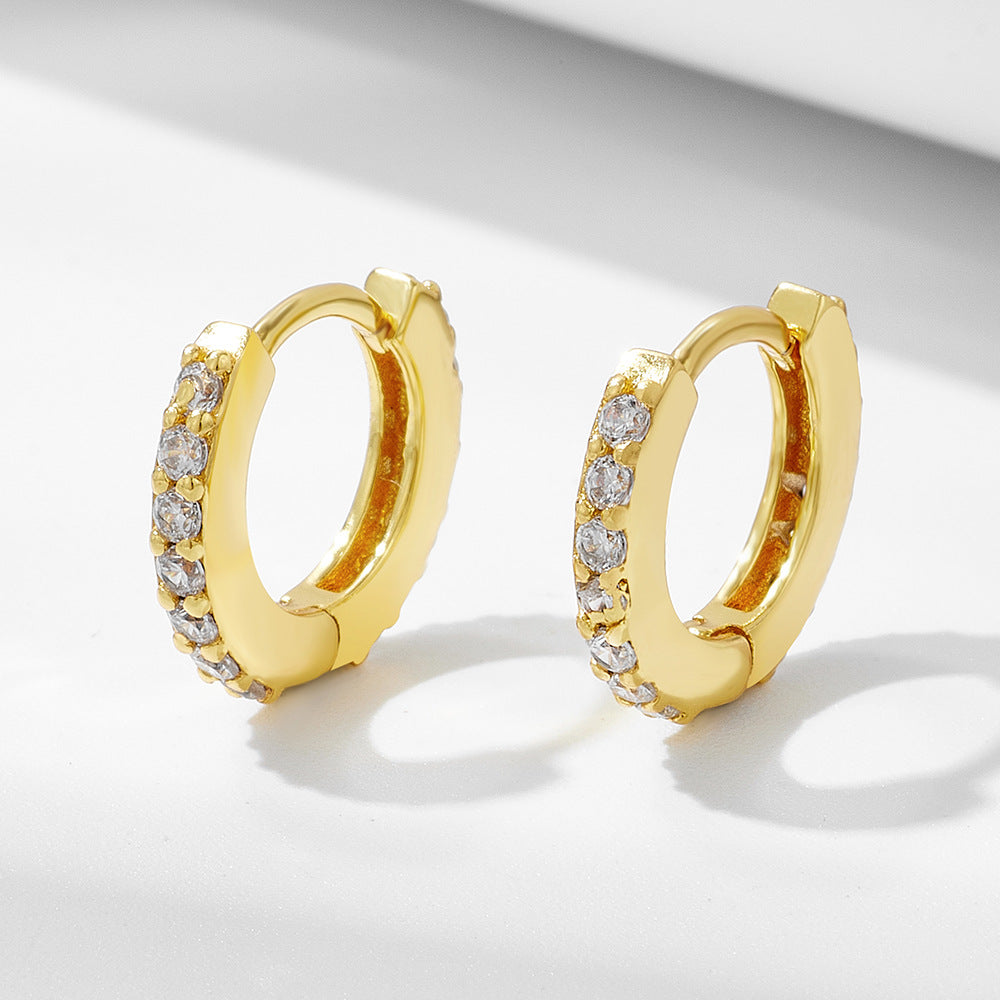 Planderful S925 Sterling Silver Zircon Hoop Earrings For Everyday Women MicroInlaid Round Design