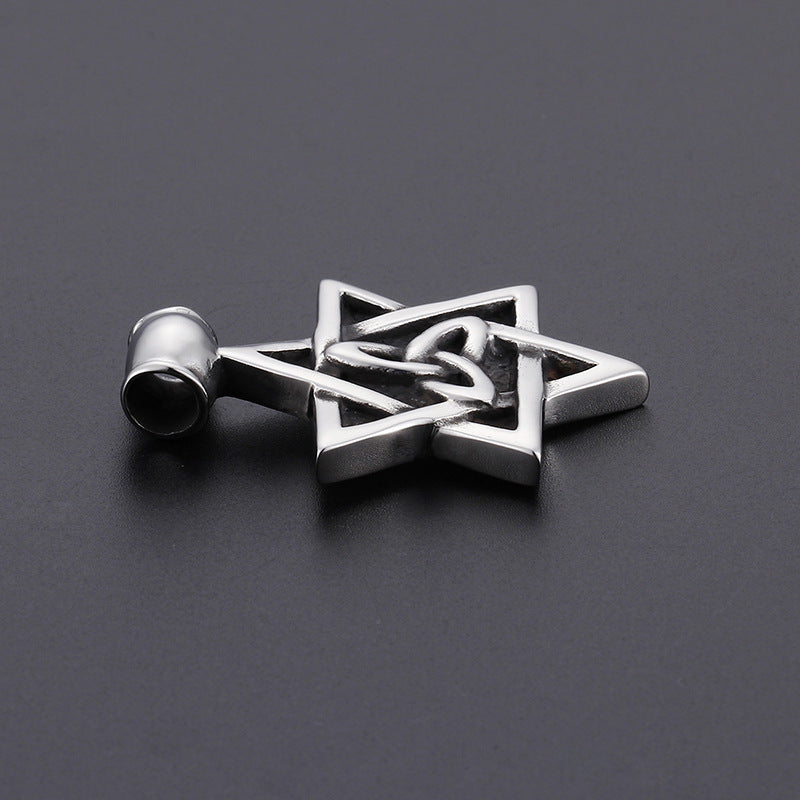Hexagram Titanium Steel Men's Pendant - Retro Punk Style for Men