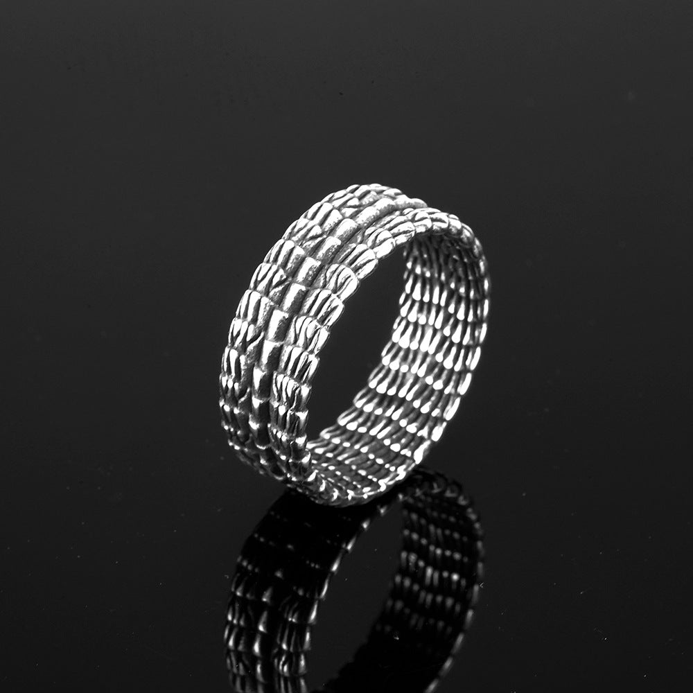 European And American Jewelry Wholesale Men's Titanium Steel Ring Retro Dragon Scale Ring No Rust No Allergy