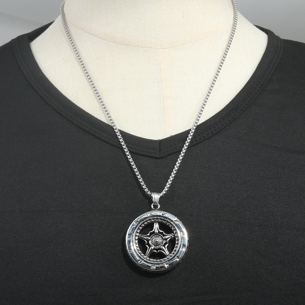 European And American Stainless Steel Tire Pendant Necklace