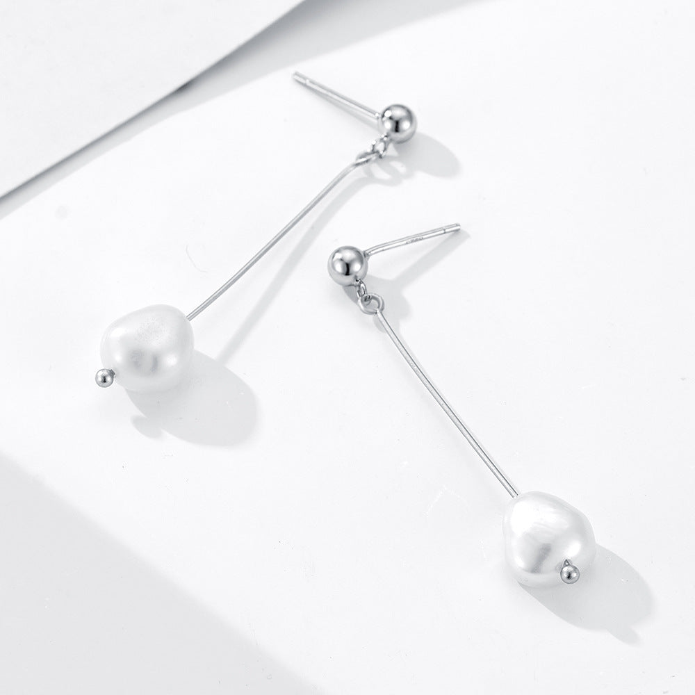 Planderful Sterling Silver Pearl Tassel Earrings For Women Long Natural Pearl Gold Plated Luxury