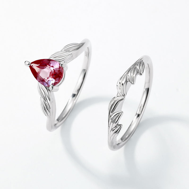 Planderful Pear-Cut Lab-Grown Alexandrite Sterling Silver Ring