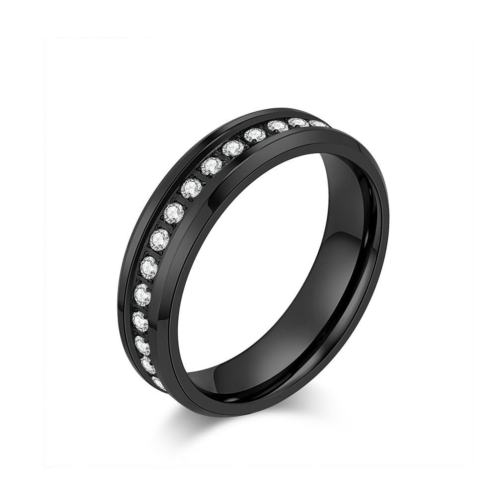Planderful Everyday Genie Titanium Steel Zircon Ring for Couples - Elegant Wedding Proposal Jewelry for Men and Women