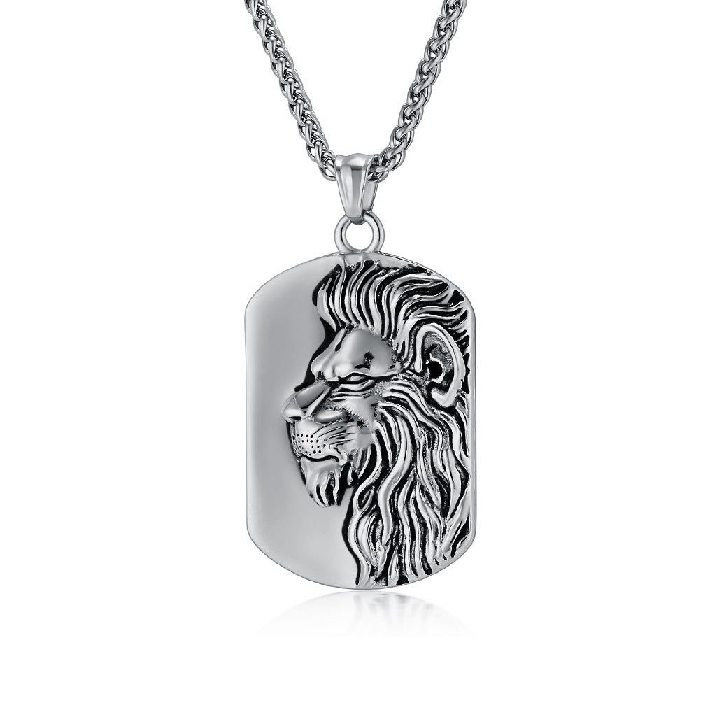 Vintage Lion Head Titanium Steel Necklace for Men