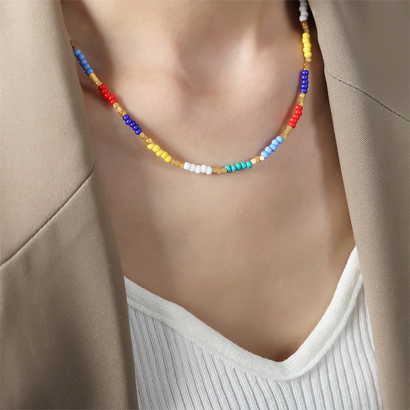 Sugar Titanium Handmade Beaded Necklace with Colorful Beads