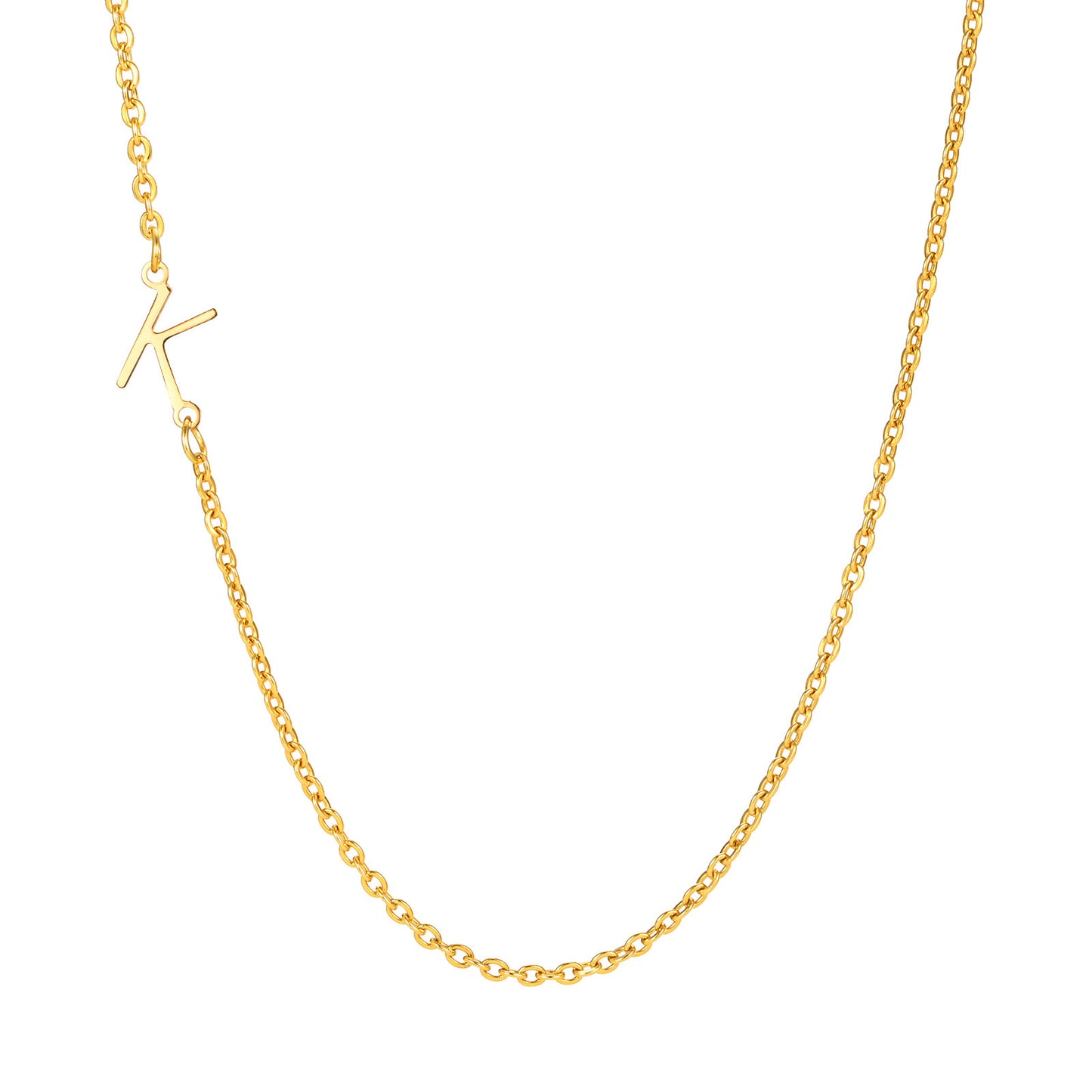 Stainless Steel Flat Cross Chain Letter Necklace Gold Collarbone Chain Letter