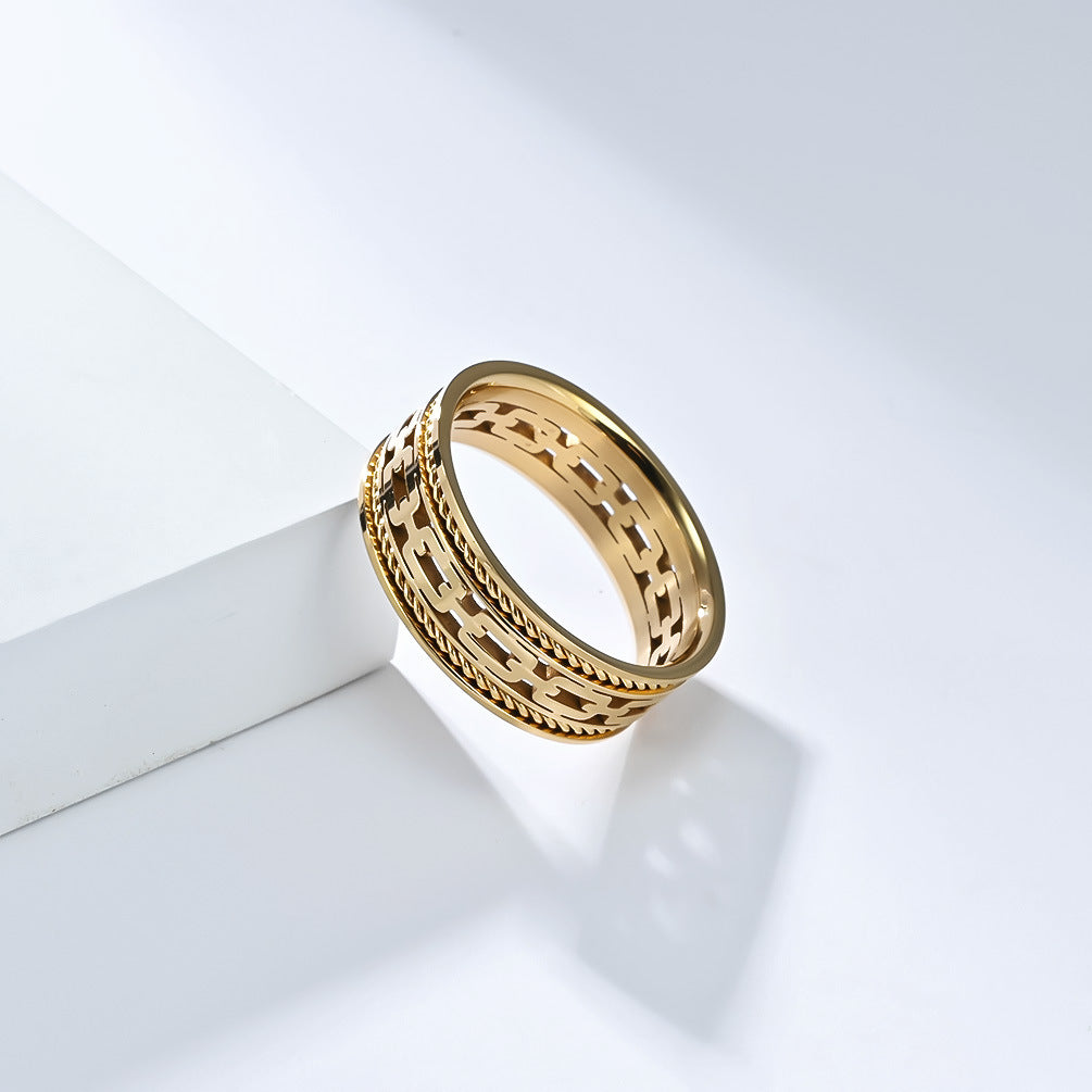 Planderful Braided Rope Ring Titanium Steel With 18K Gold Plating Personalized Unisex Jewelry For Men And Women