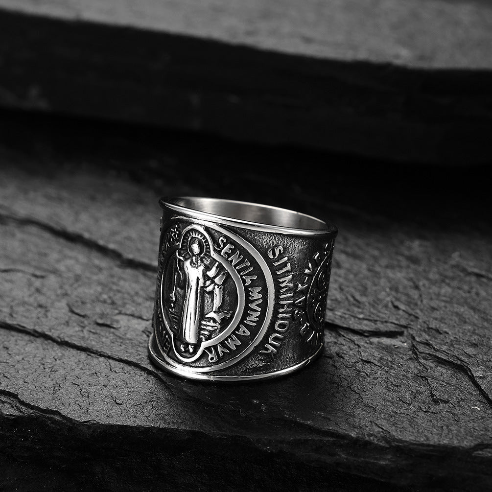 European and American Style Saint Benedict Exorcism Ring for Men