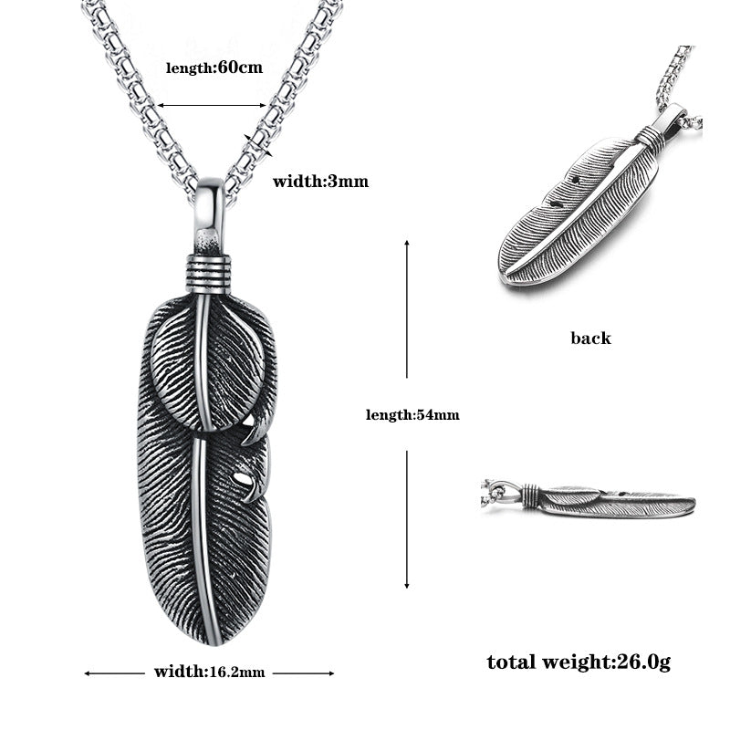 Steel Necklace - Statement Hip Hop Claw Feather Chain For Men Goro Takahashi Style Planderful