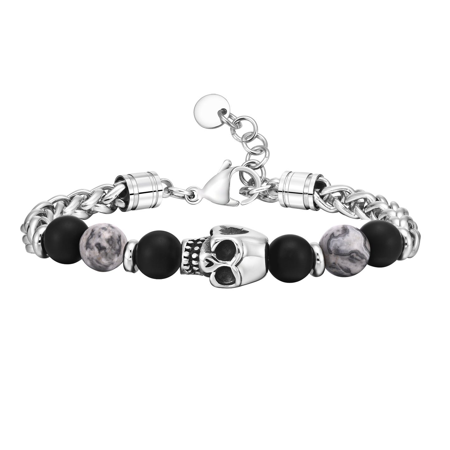Hip Hop Wind Keel Chain Frosted Agate Skull Bracelet Men's