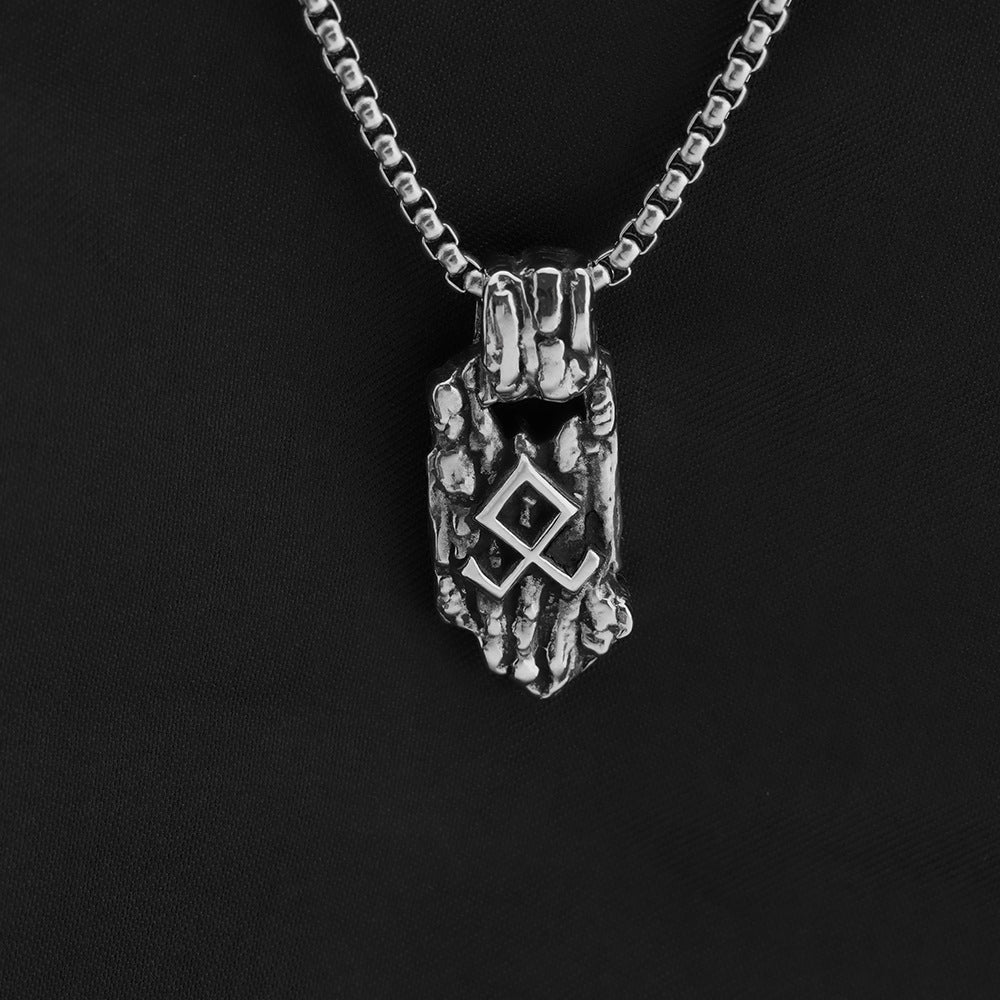 Vintage Nordic Men's Stainless Steel Viking Rune Pendant