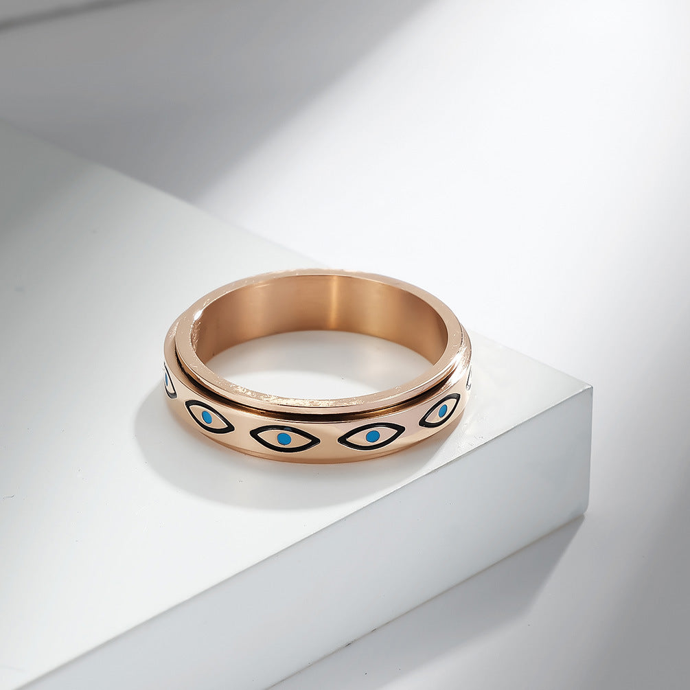 Planderful Eye of Horus Titanium Rotating Ring for Men and Women Anxiety Relief Fidget Jewelry