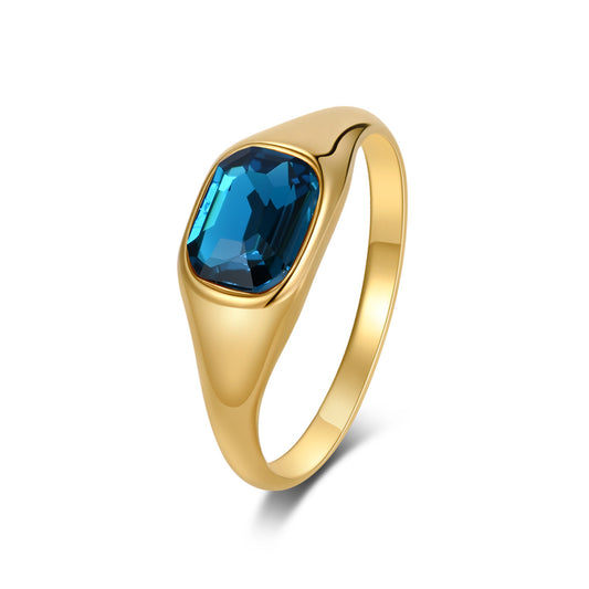 Planderful Square Zircon Ring For Women Titanium Steel Gold Plated Light Luxury Jewelry