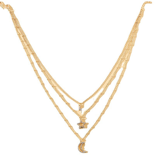 Celestial Charm Layered Necklace with French Flair