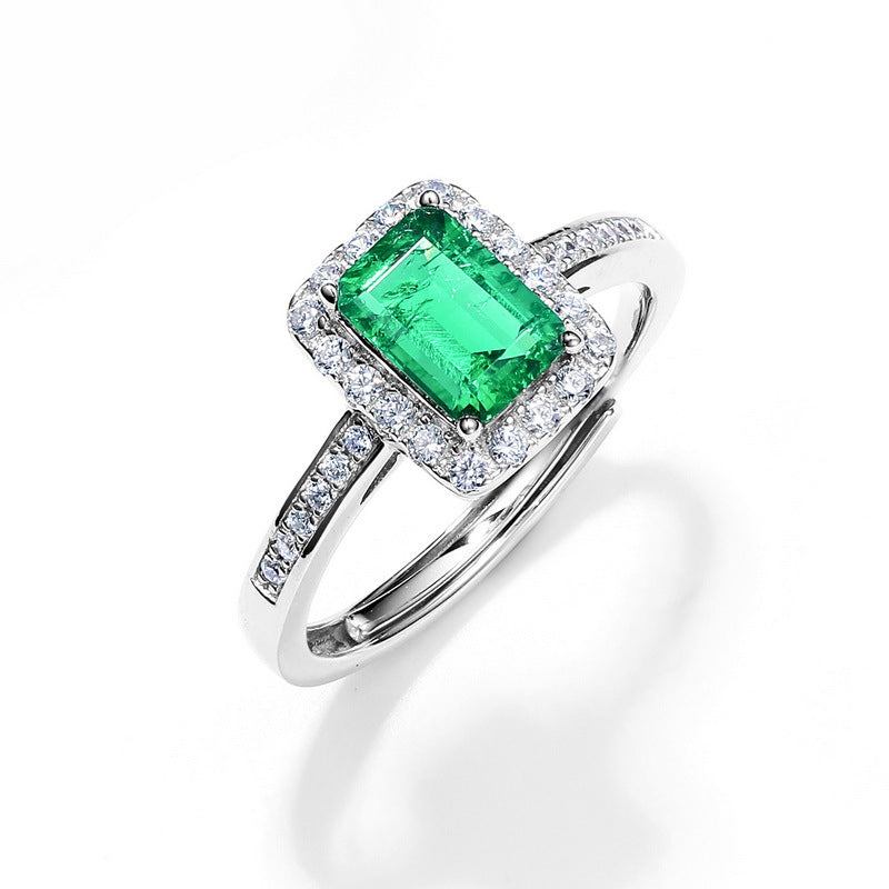 Planderful Vintage Lab-Grown Emerald Sterling Silver Ring – Style 2